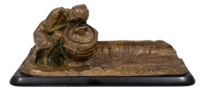 Art Nouveau Austrian Bronze Inkwell by Gustav Gurschner, 1900s