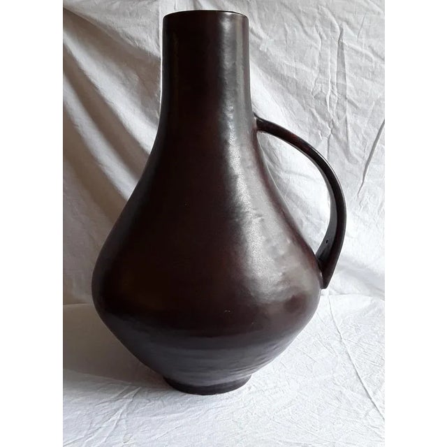 Vintage German Ceramic Vase in the Form of a Handle Jug with Brownish Glaze by Carstens Tönnieshof, 1970s For Sale - Image 3 of 6