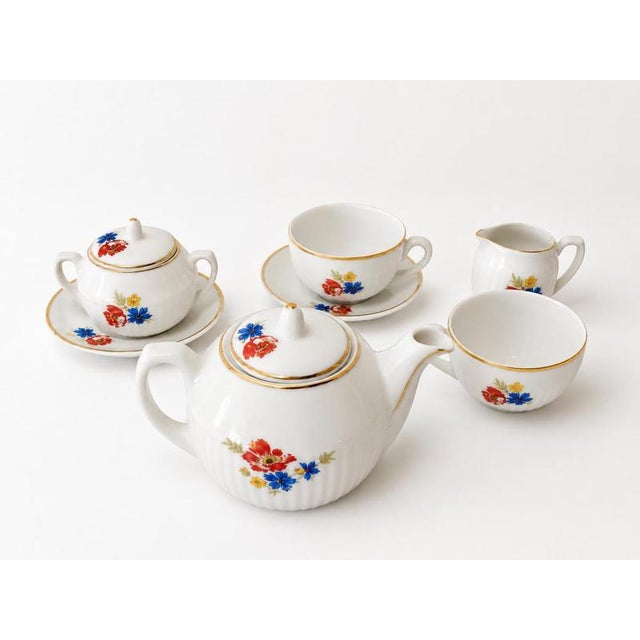 Porcelain Miniature Tea Service from Vista Alegre, Set of 7 For Sale - Image 6 of 6