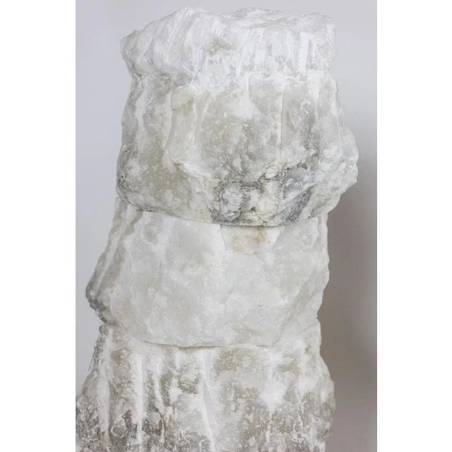 Pair of large alabaster lamps, uncut, made up of four juxtaposed blocks. Contemporary Italian craftsmanship. This piece is...