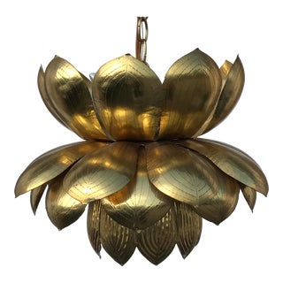 Feldman Brass Lotus Pendant Lamp For Sale