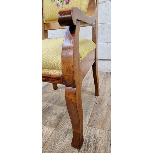 Vintage French Louis XV Empire Style Needlepoint Armchairs For Sale - Image 11 of 11