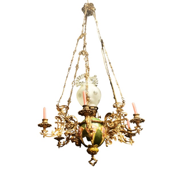 Electric and Candle Lamp, 1900s For Sale