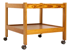Vintage Teak 2-Tier Tea Trolley with Wheels
