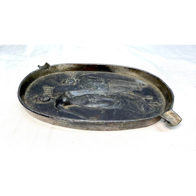 Gray Vintage Naughty Risque Speakeasy Double Sided Figural Metal Ashtray For Sale - Image 8 of 10