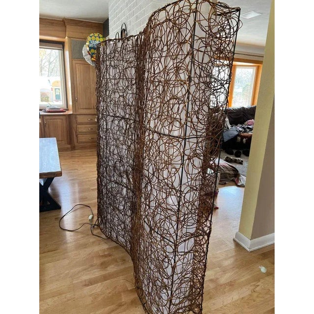 Large 5 Ft X 4 Ft Vintage 1980s Wicker Floor Lamp With Waverly Design For Sale In Saint Louis - Image 6 of 10
