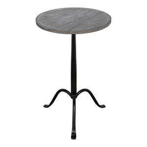 NOIR Cosmopolitan Side Table in Black Metal with Marble