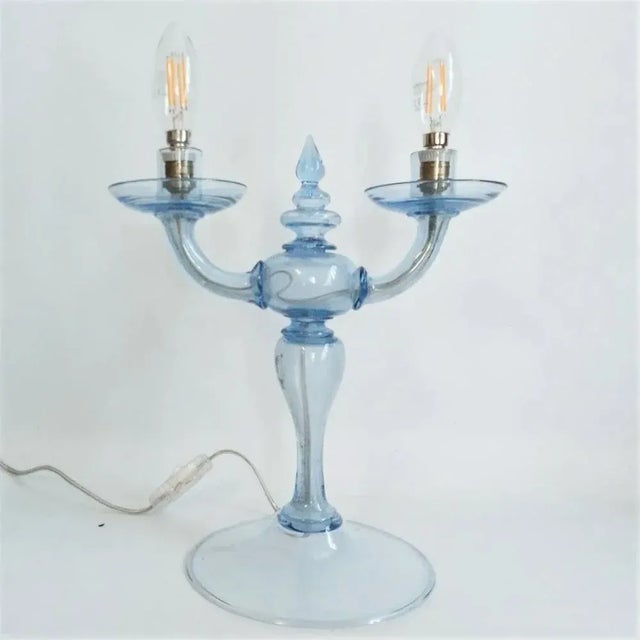Murano Blown Glass Candlestick in the Style of Vittorio Zecchin, 1920 For Sale - Image 3 of 7