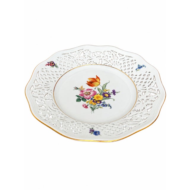1990s Thun Czech Porcelain Pierced Floral Display Plate With Scalloped ...