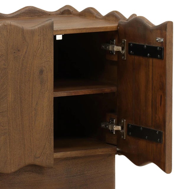 Modern Wave Edge Carved Nightstand For Sale In Los Angeles - Image 6 of 7