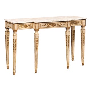 Mid 20th Century French Style Marble Top Breakfront Console For Sale