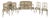 Louis XVI Style Cream Lacquered and Upholstered Cabriolet Salon Set with Gilded Highlights, Set of 6 For Sale