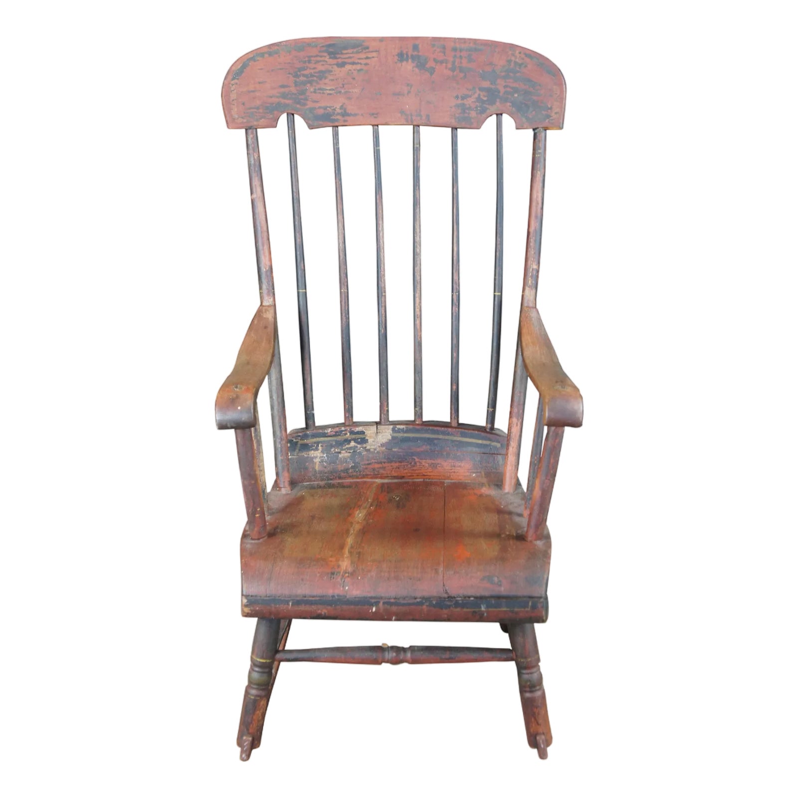 Antique Early American Country Farmhouse Windsor Slat Back Rocking ...
