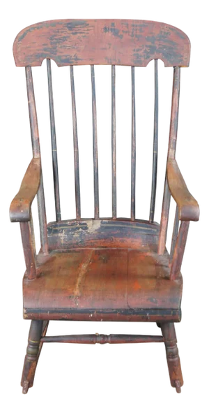 Antique Early American Country Farmhouse Windsor Slat Back Rocking Chair