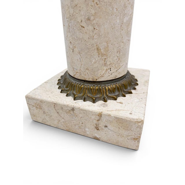 Mid 20th Century Pair of 24-Inch Neoclassical Bronze Caryatid and Limestone Candlesticks For Sale - Image 12 of 12