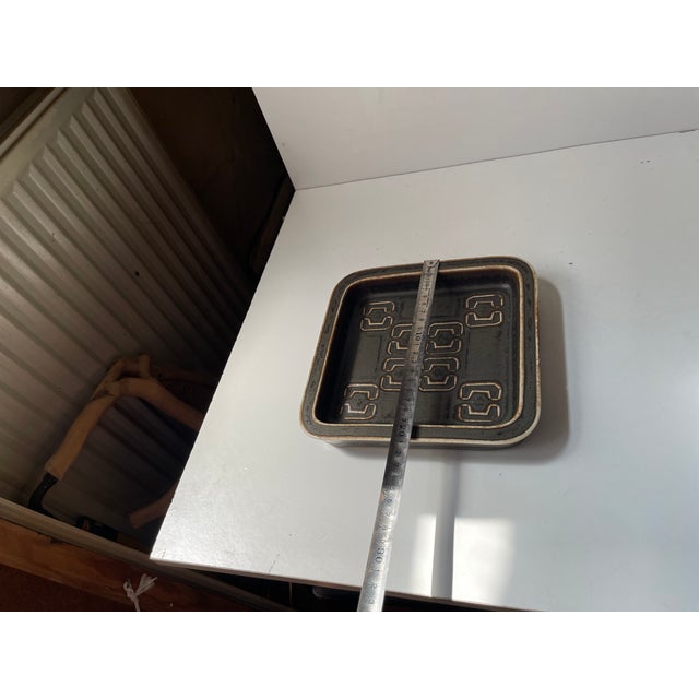 Brown Cubist Glazed Stoneware Dish by Valdemar Petersen for Bing & Grondahl, 1960s For Sale - Image 8 of 9