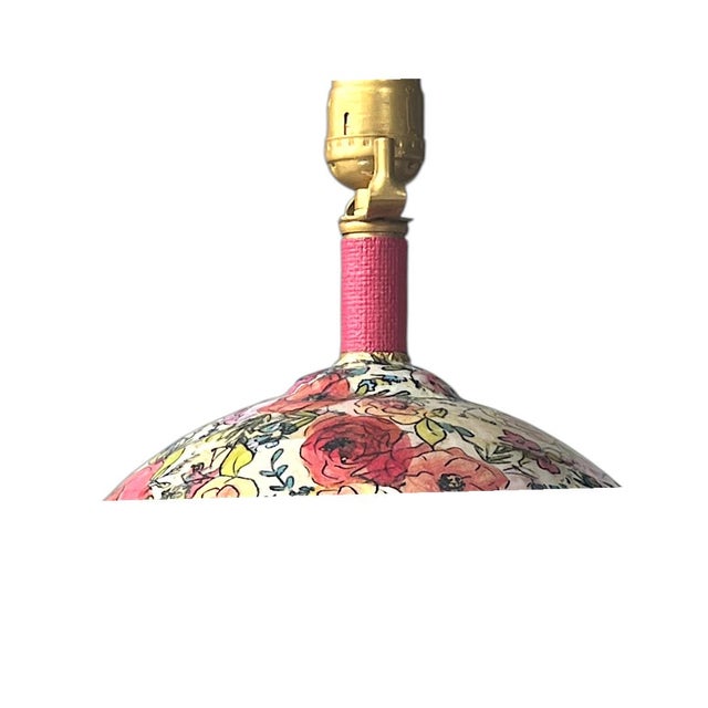 Modern Boho Chic Poppies Floral Table Lamp For Sale - Image 4 of 5