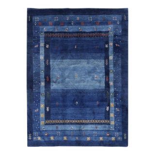 Pasargad DC Blue Fine Hand Knotted Gabbeh Rug For Sale
