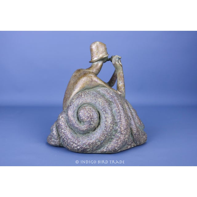 Mid 20th Century Vintage Abstract Nude Woman Playing Flute Sculpture For Sale - Image 5 of 8