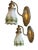 Metal Antique Silverplate Gooseneck Wall Sconccs With White and Green Flower Shades - a Pair For Sale - Image 7 of 8