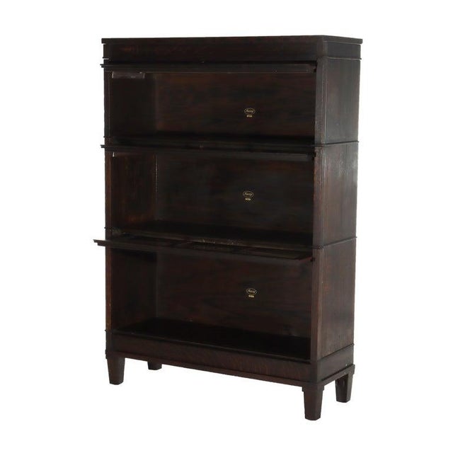 Arts & Crafts Antique Macey Arts & Crafts Mission Oak 3 Stack Barrister Bookcase C1910 For Sale - Image 3 of 11
