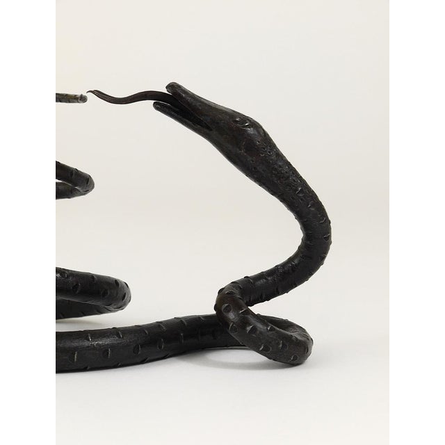 Austrian Snake Sculpture in Hand Forged Iron in the style of Edgar Brandt, 1920s For Sale - Image 4 of 18