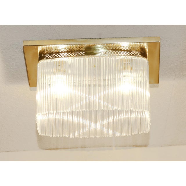 Art Nouveau Brass and Glass Ceiling Lamp, 1890s For Sale - Image 3 of 7