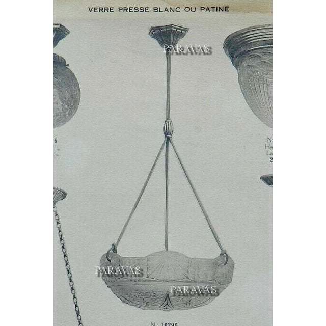 French Art Deco Geometric Peach Glass Pendant Light by Hettier & Vincent & Muller Freres For Sale - Image 10 of 10