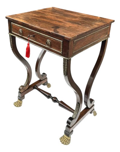 Antique English Regency Rosewood Occasional Side or Work Table Circa 1815