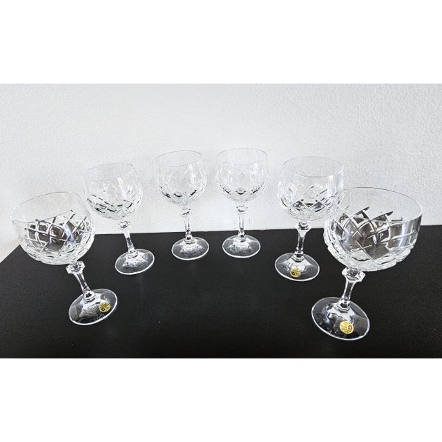 1980s 1980s Schott Zwiesel German 24% Lead Crystal Wine Goblets - Set of 6 For Sale - Image 5 of 6