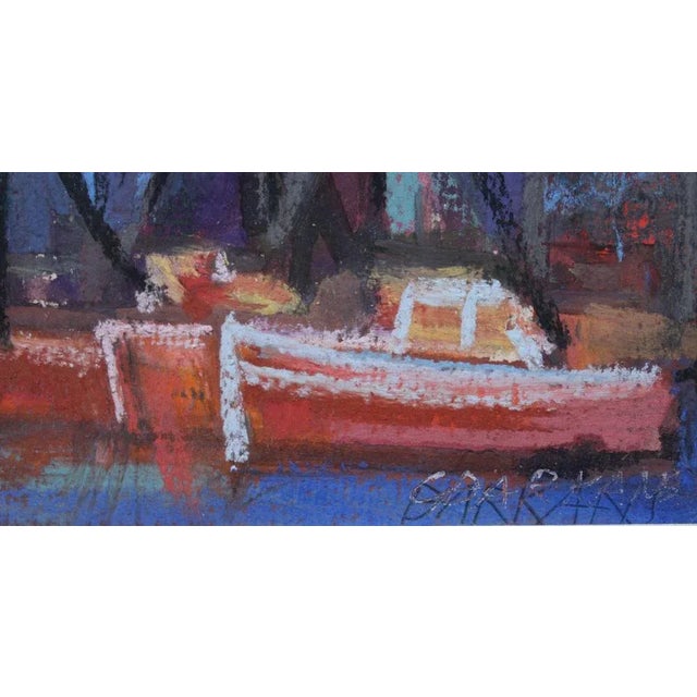 Modern Georgs Barkans, Boats, Pastel on Paper For Sale - Image 3 of 6