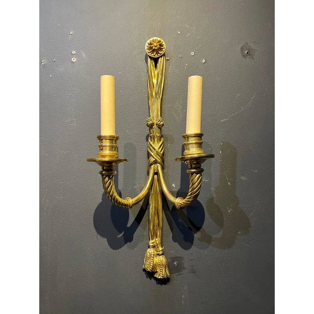 1920's Caldwell Gild Bronze Sconces - a Pair For Sale In New York - Image 6 of 7