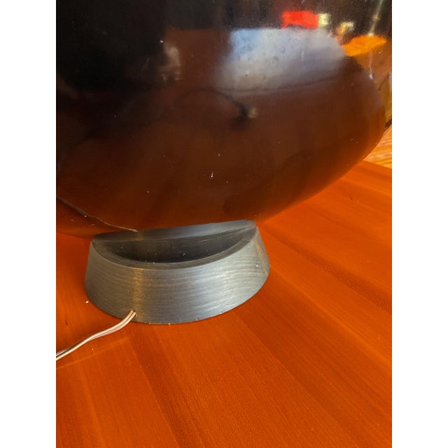 Mid 20th Century Mid Century Modern XL Black Ceramic and Walnut Sphere Table Lamp For Sale - Image 11 of 14