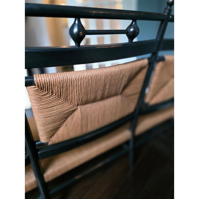 2010s Beautiful Exposed Wood Sofa With Rush Seat and Back For Sale - Image 5 of 9