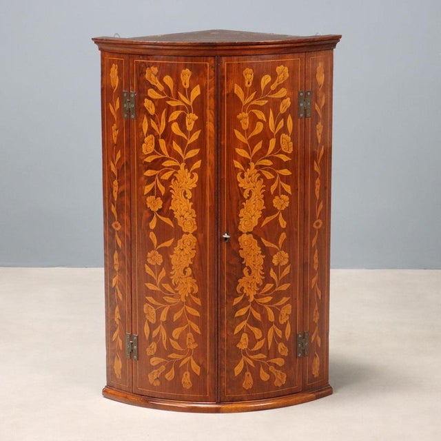 Dutch Half Moon Walnut Corner Cabinet For Sale - Image 11 of 11