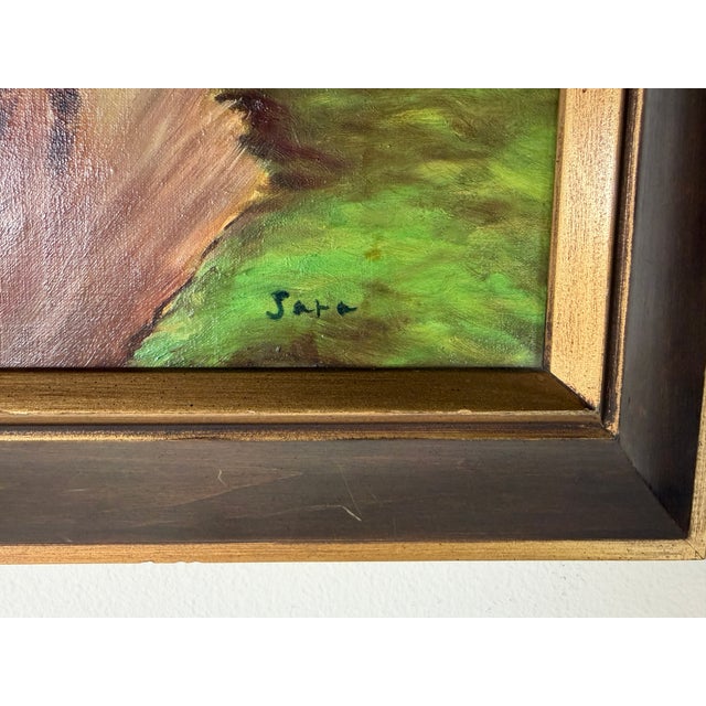 Vintage Jara Country European Farm Landscape Oil on Canvas Painting – Framed For Sale - Image 11 of 13