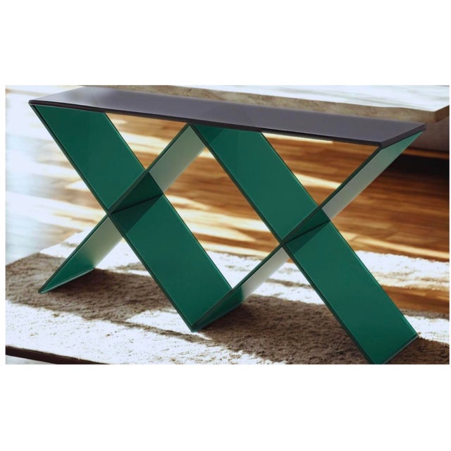 Acrylic Console Table Black - Green For Sale - Image 4 of 4