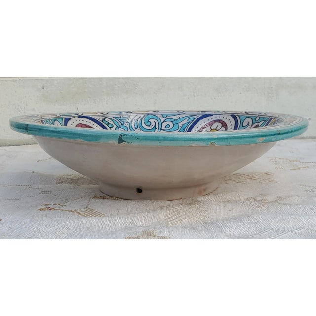 Moroccan Moroccan Hand Painted Pottery Plate, Multi-Color For Sale - Image 3 of 6