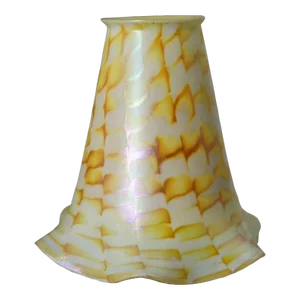 American Fostoria Art Glass Gold Zipper Pattern Lamp Shade