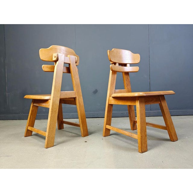 Brutalist Vintage Brutalist Dutch Oak Dining Chairs, 1960s, Set of 4 For Sale - Image 3 of 14