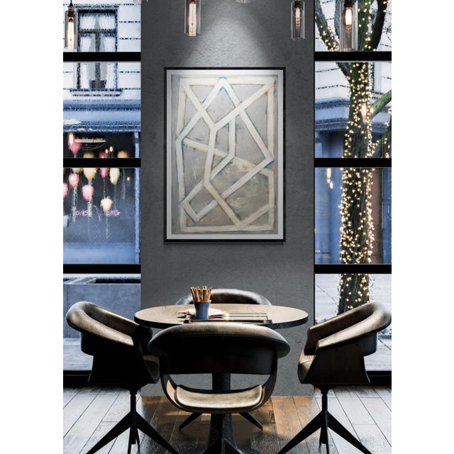 Contemporary Sarah Vaaler Painting With Intersecting Lines in Gray and White For Sale - Image 3 of 4