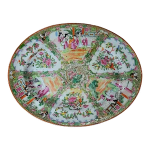 19th Century Chinese Export Rose Medallion Oval Platter