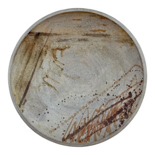 Modernist Mid-Century Stoneware Charger Signed For Sale