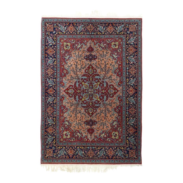 Extremely Fine Antique Persian Tehran Wool Rug 4'7'' X 6'8'' For Sale