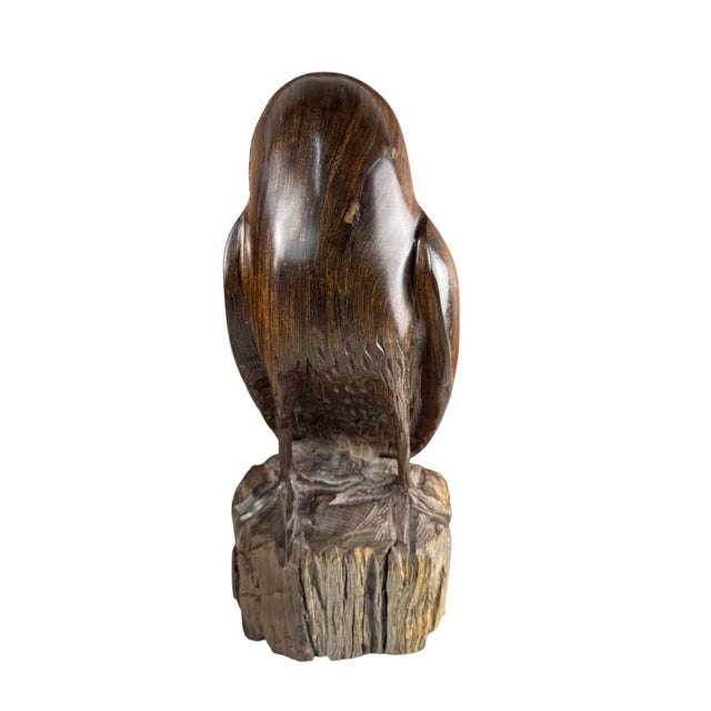 Vintage Majestic Hand Carved Wood Owl Statue For Sale In New York - Image 6 of 8