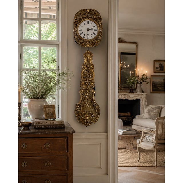 Antique 19th Century French Morbier / Comtoise Wall Clock Signed “Dumas À St Symphorien-De-Lay” For Sale - Image 9 of 9