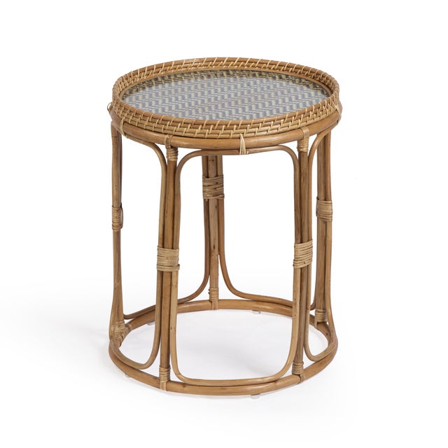 Boho Chic Lindy Rattan Side Table For Sale - Image 3 of 7