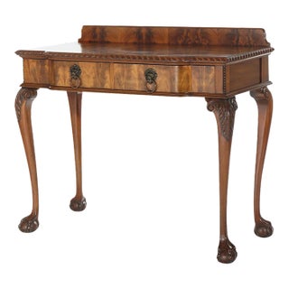 Antique Chippendale Mahogany Clawfoot Console Table with Gadrooned Edge c1920 For Sale