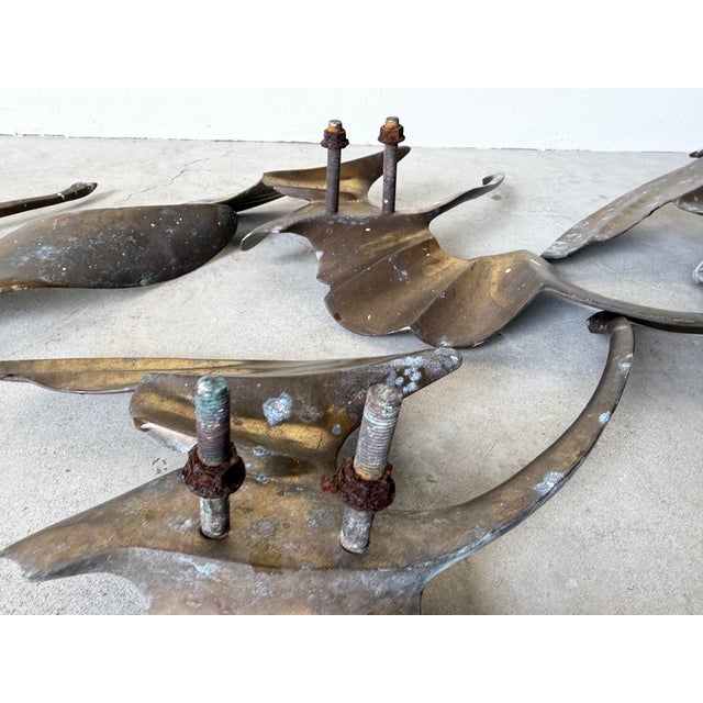 Vintage Flying Birds Brass Outdoor Wall Sculptures – Set of 5 For Sale - Image 11 of 12