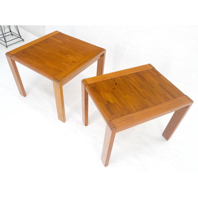 Pair of Solid Teak Danish Mid Century Modern Teak Side End Night Tables Stands For Sale - Image 12 of 15